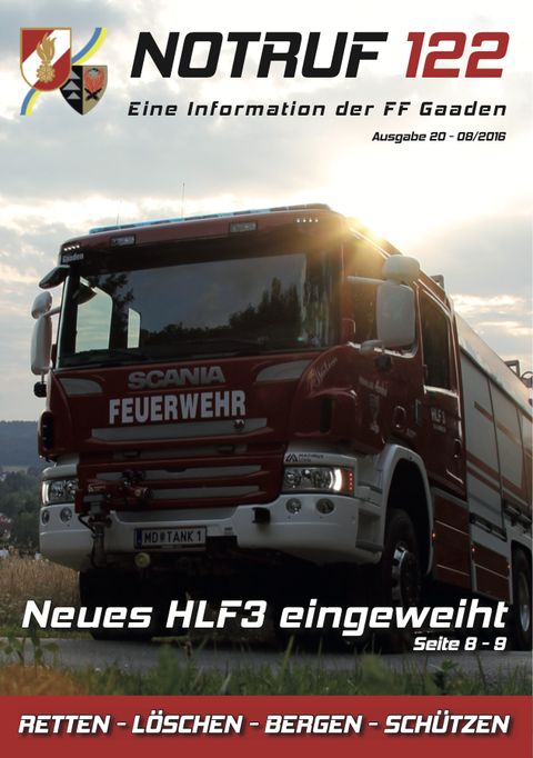 Titelseite Notruf 122, Ausgabe 20 (August 2016)
