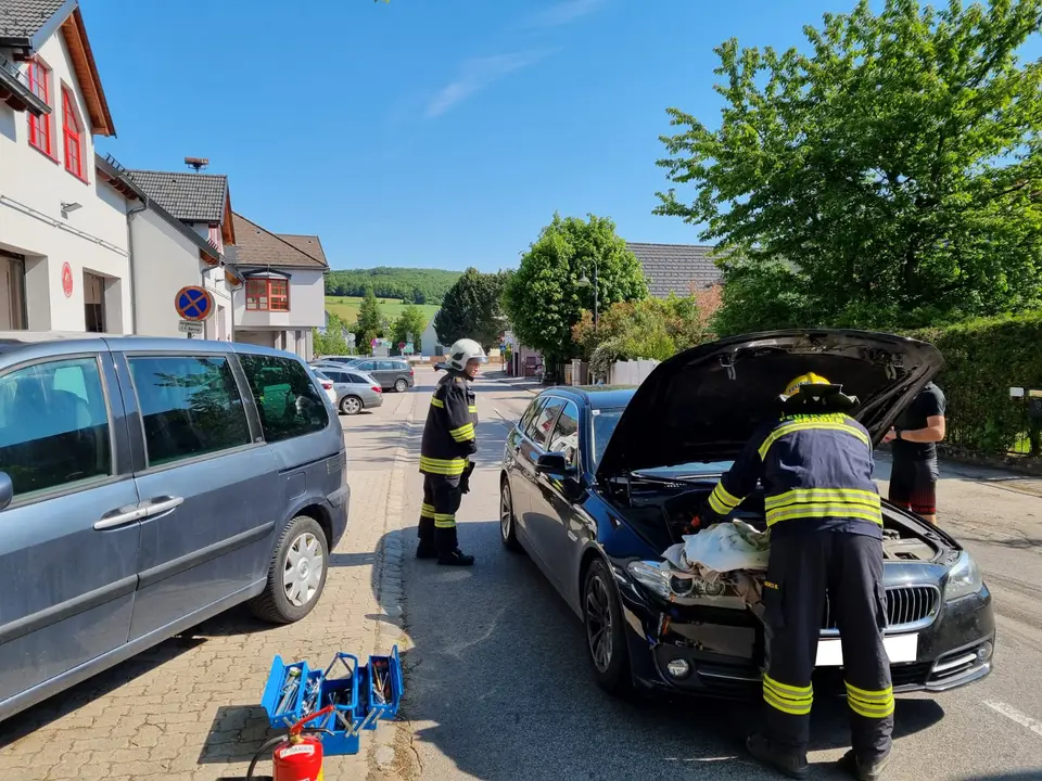 Fahrzeugbrand vor dem Feuerwehrhaus – Foto 1 von 2
